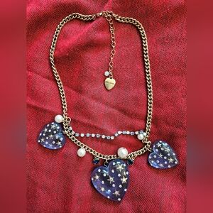 Heavens to Betsey Blue Heart Necklace